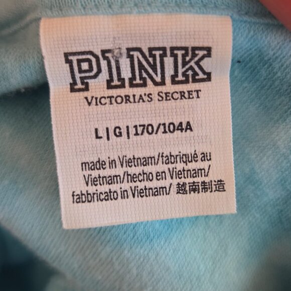 PINK Mini Dress L Beach Cover Up Terry Cloth Blue Tie Dye Victoria's Secret - Picture 6 of 9